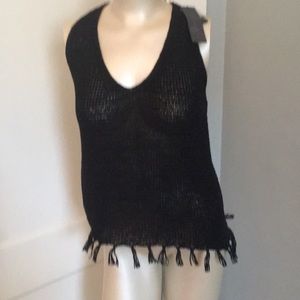 Michael‎ Stars hi- low fringe top NWT